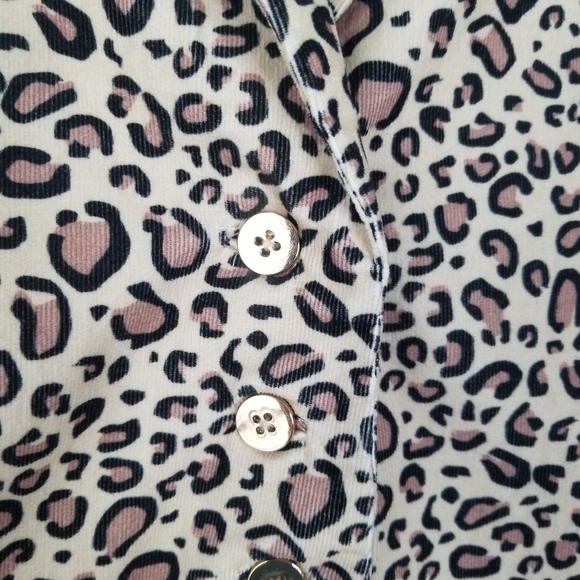 Gretchen Scott Cheetah Print 3/4 Sleeve Velvet Button Front Blazer Size L - Picture 5 of 11
